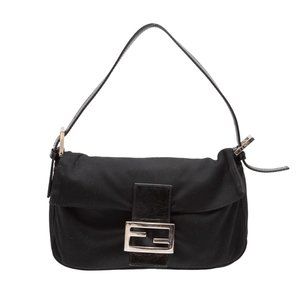 Black Fendi Neoprene & Leather Baguette Bag
